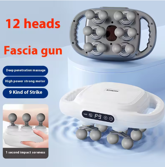 12-Head Fascia Massage Gun – Deep Tissue Muscle Relaxation Device